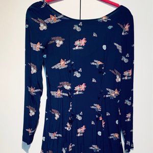 & Other Stories Navy Blue Origami Print Midi Dress